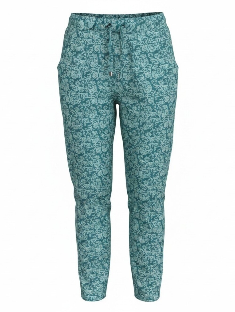 Serra Women's Teal Blue Floral Elastic Waist Pants Size Small